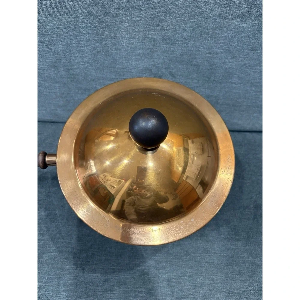Large Copper Solid Brass Vintage Pan Dish Heavy Chafing Fondue Pot & Pasta 9